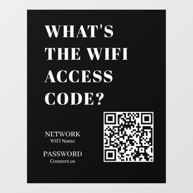 Vinilos Para Cristales Custom Black WiFi QR | Network Password Display (Hoja)
