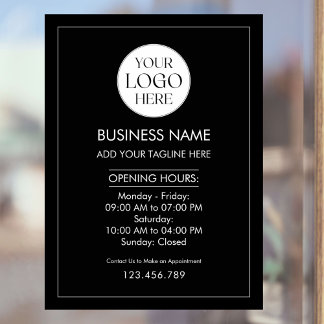 Vinilos Para Cristales Custom Business Logo Opening Hour Modern Simple