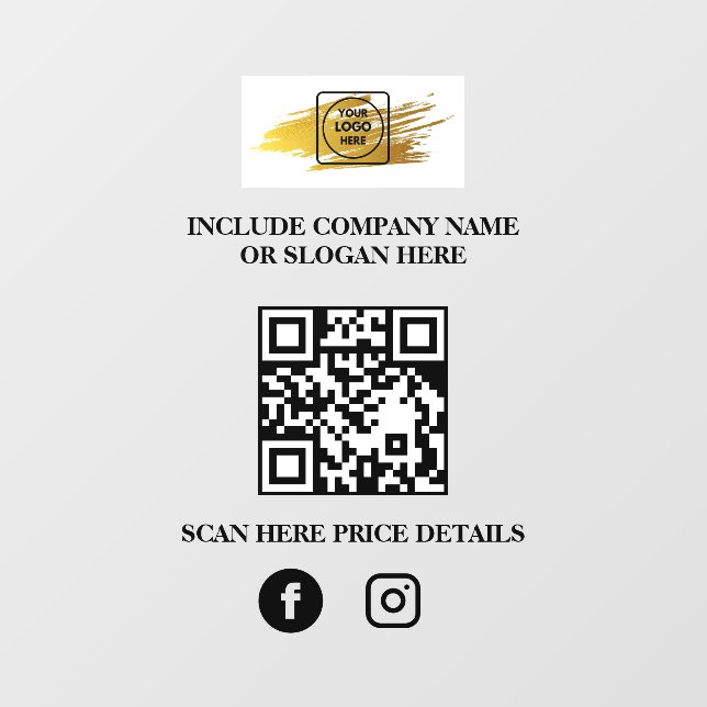 Vinilos Para Cristales Custom Logo QR Code Business Window Sign Menu (Hoja)