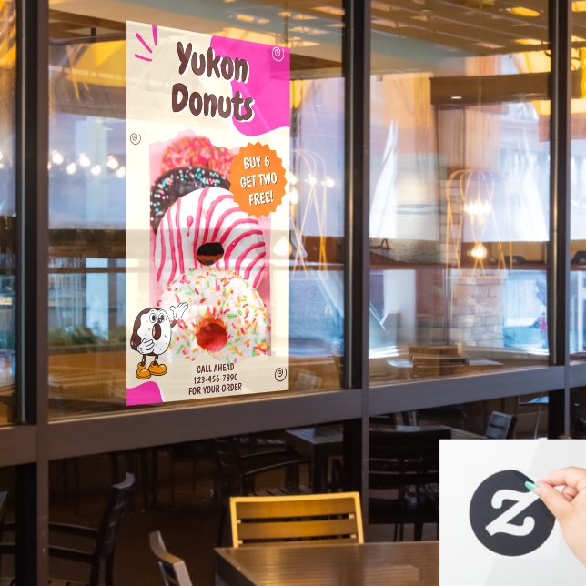 Vinilos Para Cristales Customize Donuts Beige Pink Promotion (ventana del restaurante)