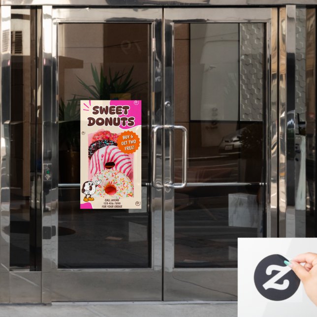 Vinilos Para Cristales Customize Donuts Beige Pink Promotion (Puerta de oficina)