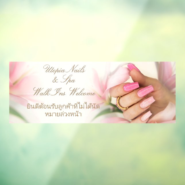 Vinilos Para Cristales Customize English Thai Nail Salon Welcome (Hoja 3)