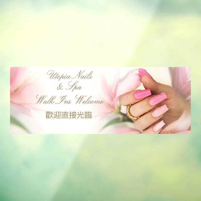 Vinilos Para Cristales Customize English Traditional Chinese Nail Salon  (Hoja 3)