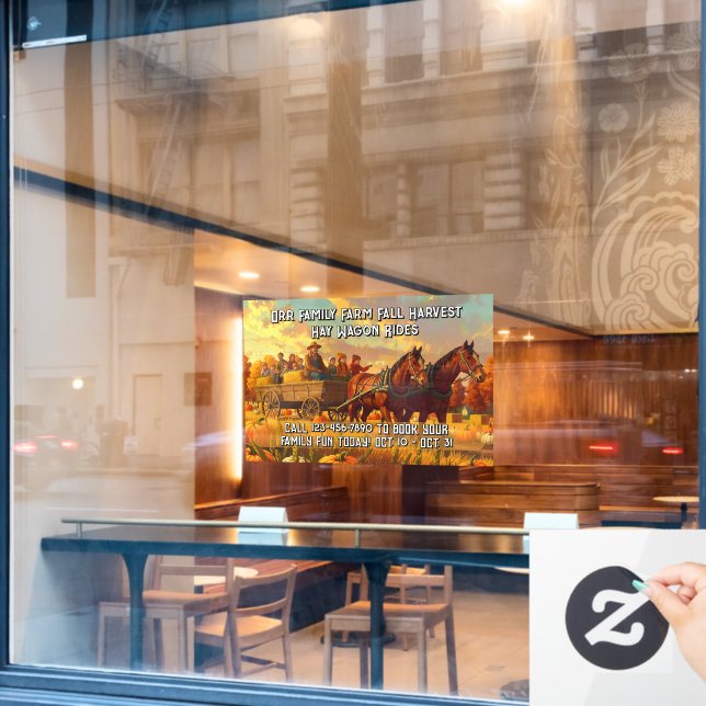 Vinilos Para Cristales Customize Farm Fall Harvest Horse Drawn Wagon Ride (Ventana de cafetería)