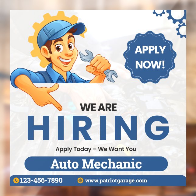 Vinilos Para Cristales Customize Generic Now Hiring Auto Mechanic  (Hoja 2)