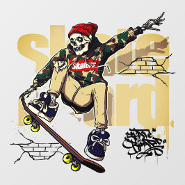 Vinilos Para Cristales Customize Skateboard Shop Graphic Skull Skate Logo