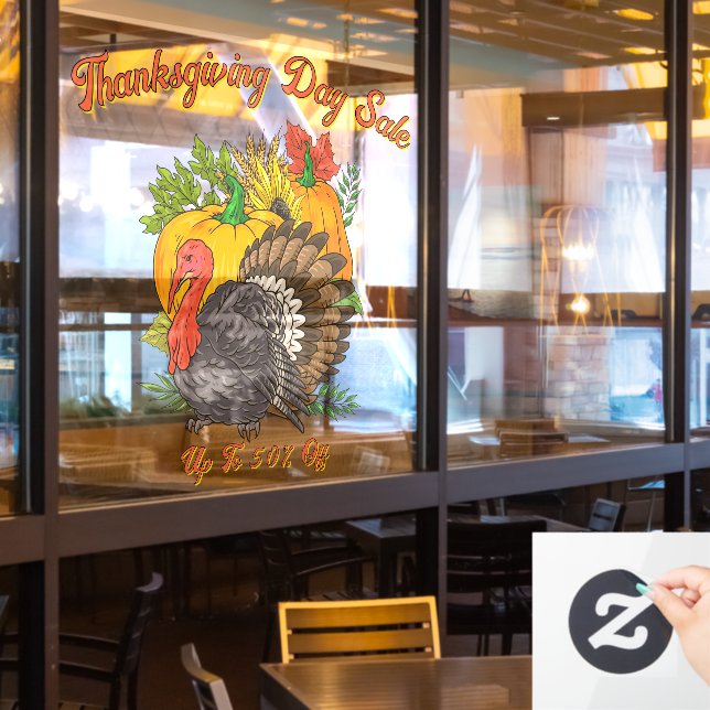Vinilos Para Cristales Customize Thanksgiving Day Sale Fall Harvest  (ventana del restaurante)