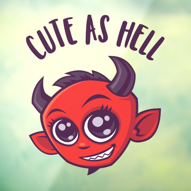 Vinilos Para Cristales Cute as Hell Devil con texto oscuro (Hoja 3)