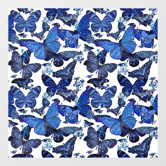 Vinilos Para Cristales cute blue butterflies with glitter (Hoja)