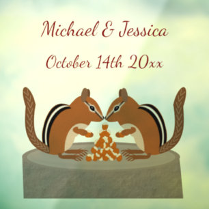 Vinilos Para Cristales Cute Chipmunks Personalizado de la boda de otoño