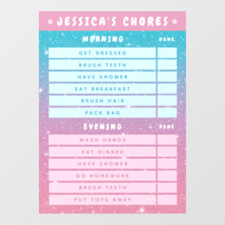 Vinilos Para Cristales Cute Girly Pink Blue Glitter Kids Daily Chores