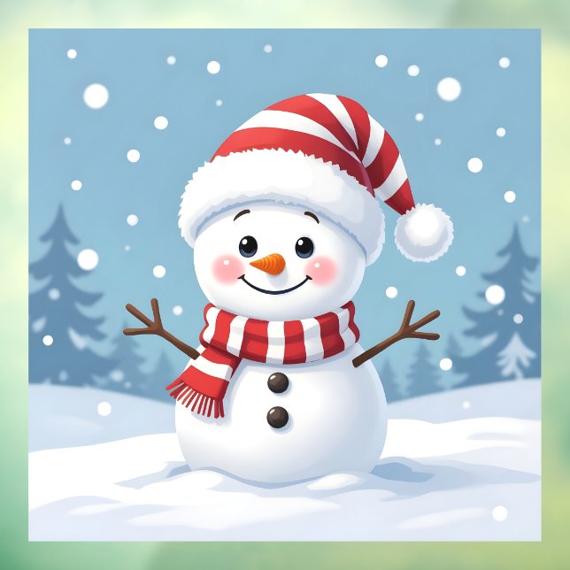 Vinilos Para Cristales Cute little snowman with scarf & hat (Hoja 3)