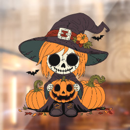 Vinilos Para Cristales Cute Otumn Witch