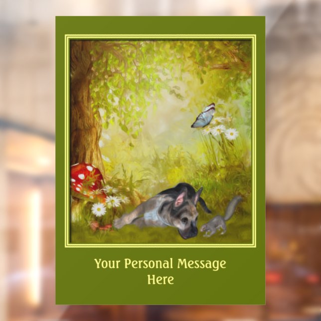 Vinilos Para Cristales Cute Pastor Alemán Personalizado   (Hoja 2)