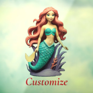 Vinilos Para Cristales Cute Sirena Pelirroja Thunder_Cove