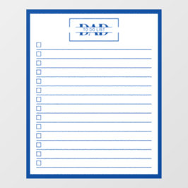 Vinilos Para Cristales Dad Blue Monogram 20" x25" To Do List Dry Erase