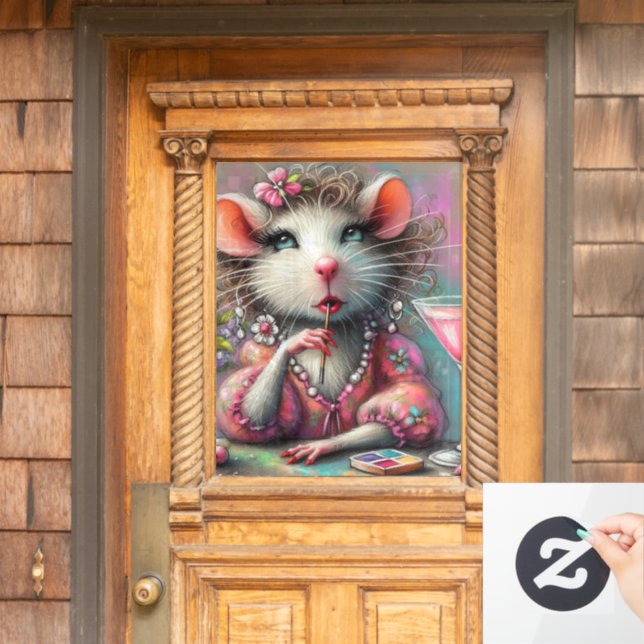 Vinilos Para Cristales Dama de bonito teniendo un Martini Contemplando (Puerta de casa)