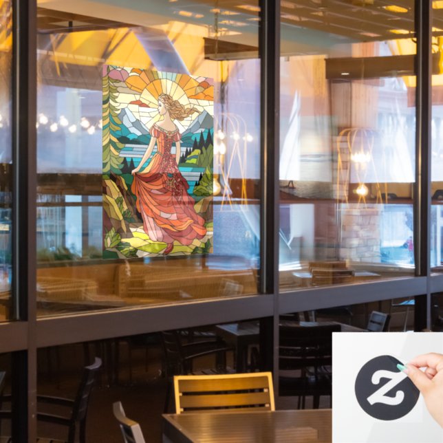 Vinilos Para Cristales Dama de la Vista Escénica: Elegancia de vidrio man (ventana del restaurante)