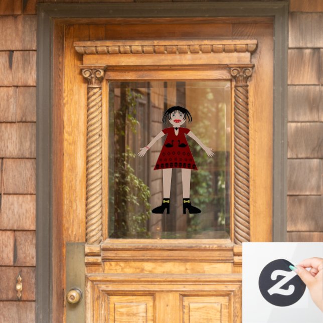 Vinilos Para Cristales Dama de vampiros gótica de Halloween (Puerta de casa)