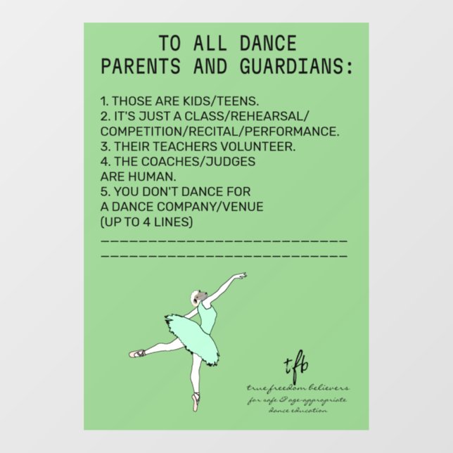 Vinilos Para Cristales Dance Parent Reminder Sheep Sage (Hoja)