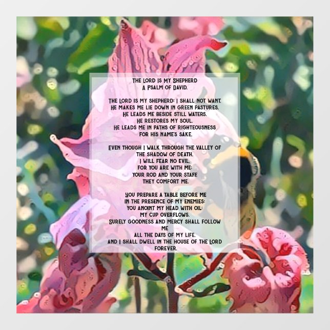 Vinilos Para Cristales David Psalm 23 biblical quote (Hoja)
