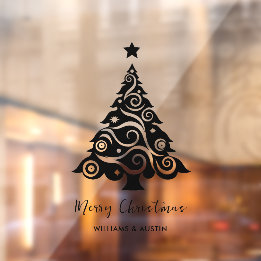 Vinilos Para Cristales Decoración de ventana para negocio de árbol de Nav