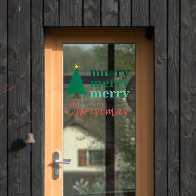 Vinilos Para Cristales Decoración navideña simple con arándanos (Simple Merry Christmas Tree Xmas Decoration Window Cling)