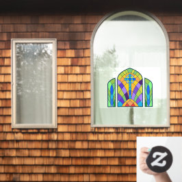 Vinilos Para Cristales Decorativo de vidrio manchado de cruz religiosa