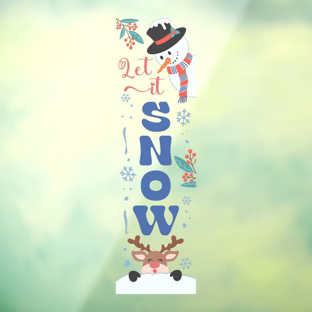 Vinilos Para Cristales Dejemos que nieve Navidades reno de Snowman (Hoja 3)