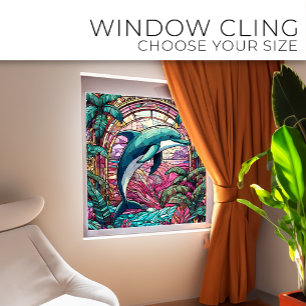 Vinilos Para Cristales Delfín tropical Arte de vidrio manchado