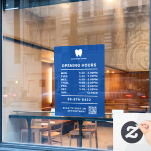 Vinilos Para Cristales Dentista de horas de apertura Logotipo Minimalis
