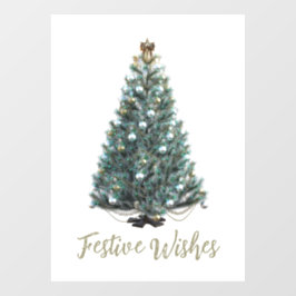 Vinilos Para Cristales Deseos festivos. Diseño de árbol de Navidad