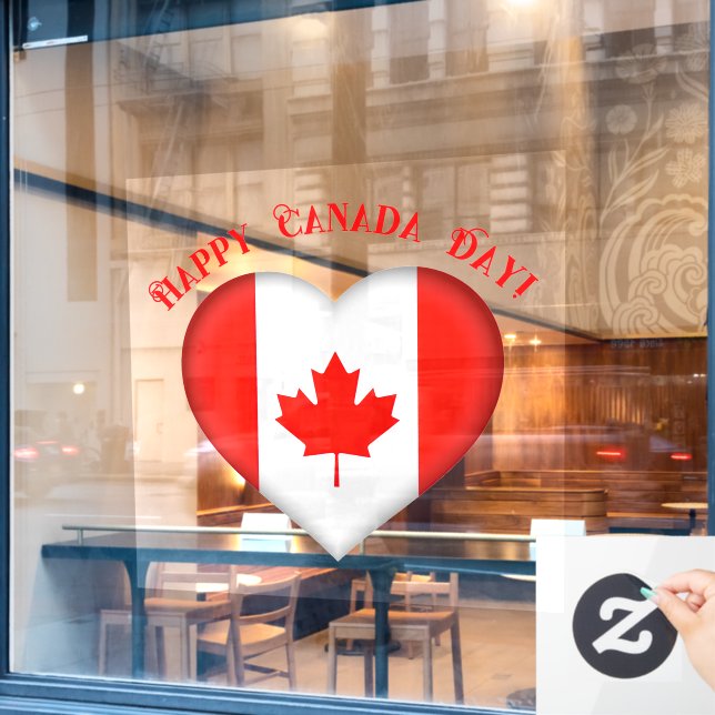 Vinilos Para Cristales Día canadiense del corazón feliz (Ventana de cafetería)