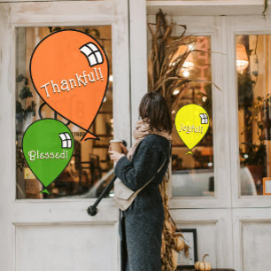 Vinilos Para Cristales Día de Acción de Gracias Globos Felices 3 Tamaños
