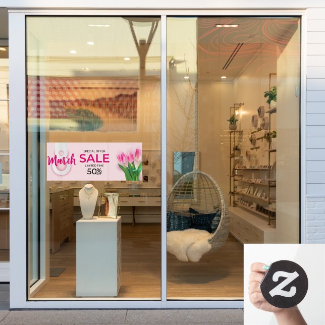 Vinilos Para Cristales Día de la Mujer 8 de Marzo Venta Rosas Rosadas Neg (Ventana de la tienda)