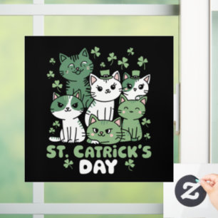 Vinilos Para Cristales Día del Gato de San Patricio Día Divertido de Catr