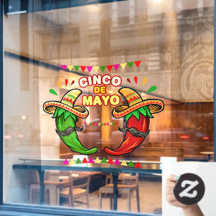 Vinilos Para Cristales Dibujo Animado Cinco De Mayo Mexicano Chili Picant