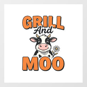 Vinilos Para Cristales Dibujo de camiseta vintage Grill And Moo Vaca Dive