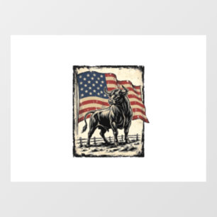 Vinilos Para Cristales Diseño de camisa western de bandera americana toro