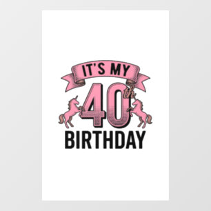 Vinilos Para Cristales Diseño de grabado vintage de unicornio para cumple