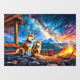 Vinilos Para Cristales Diseño de la estrella de Shiba Inu Gazing de Rich 
