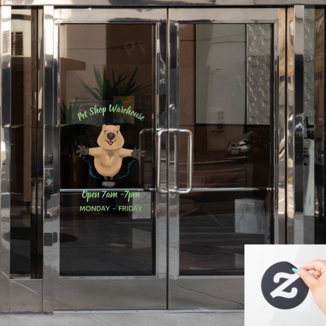 Vinilos Para Cristales Diseño de personalizados de quokka saltando feliz (Puerta de oficina)