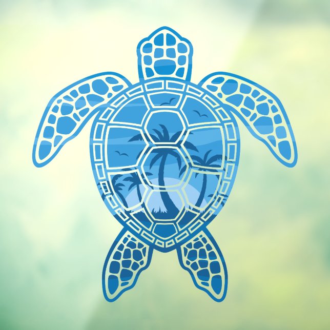 Vinilos Para Cristales Diseño de tortuga tropical en el mar de las islas  (Hoja 3)