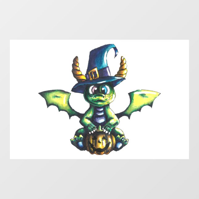 Vinilos Para Cristales Diseño mágico de dragones de Halloween (Hoja)