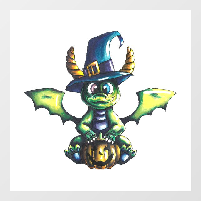 Vinilos Para Cristales Diseño mágico de dragones de Halloween (Hoja)