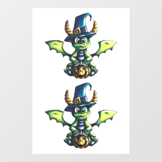 Vinilos Para Cristales Diseño mágico de dragones de Halloween (Hoja)