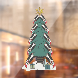 Vinilos Para Cristales Divertido árbol de Navidad de los pingüinos