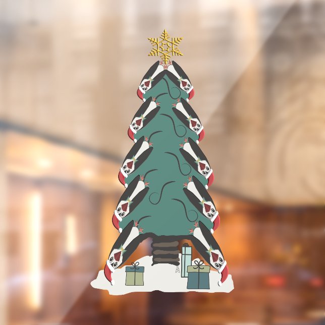 Vinilos Para Cristales Divertido árbol de Navidad de los pingüinos (Hoja 2)