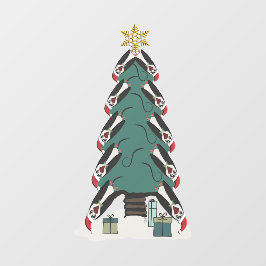 Vinilos Para Cristales Divertido árbol de Navidad de los pingüinos