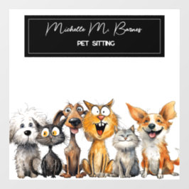 Vinilos Para Cristales Divertido Locos Gatos Perros Negocio Moderno de Cu